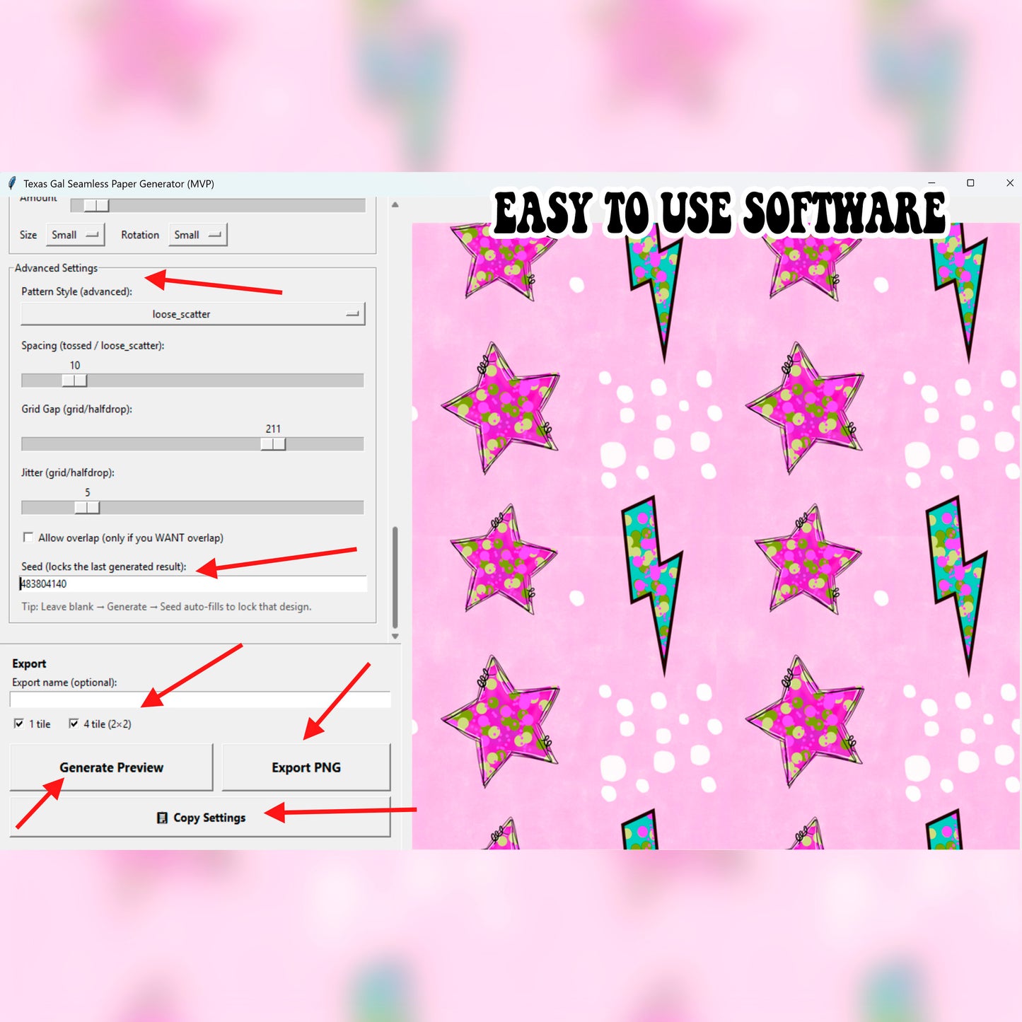 Texas Gal Seamless Paper Digital Tool | Digital Paper Creator Software | Fabric & Scrapbook Design Tool | Instant Download for Windows