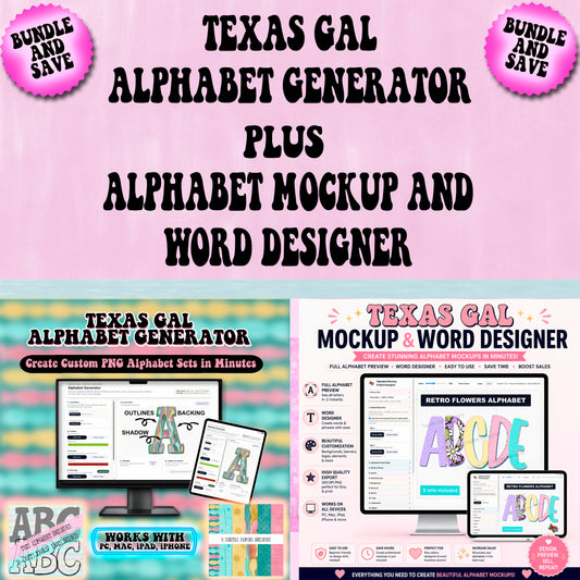 Alphabet Generator & Alphabet Mockup And Word/Phrase Designer Tool Bundle