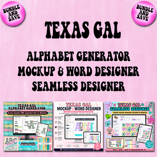 Alphabet Generator, Mockup + Word Designer, And Seamless Pattern Creator Web Based Tool Bundle | PNG Letter Generator & Digital Paper Designer | Design For All Designers (Copy)